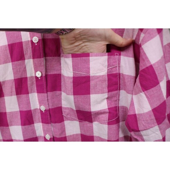 Maeve by Anthropologie Gingham Plaid Small Button Up Shirt-Beachy - Picture 5 of 12